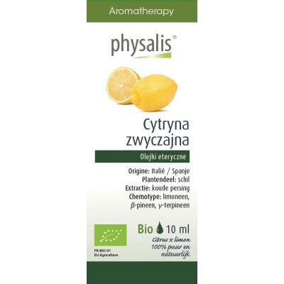 Olejek Eteryczny Cytryna zwyczajna (Citroen) BIO 10ml Physalis - 5412360018451.jpg