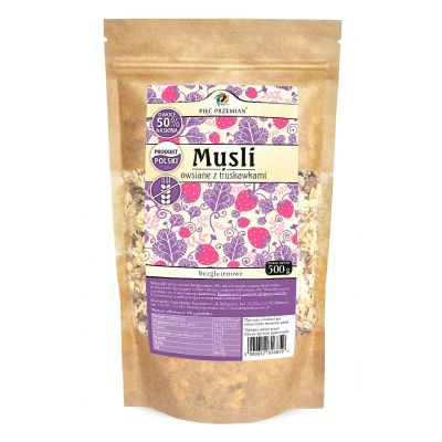 Musli owsiane z truskawkami bezglutenowe 500g Pięć Przemian - 5900652816859.jpg