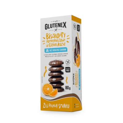 Biszkopty pomarańczowe w czekoladzie bez dodatku cukrów 80g Glutenex - 5901866004858.jpg