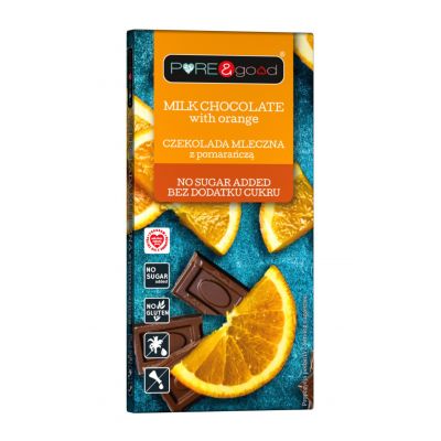 Czekolada mleczna z pomarańczą bez dodatku cukru 75g Pure&Good - 5903111903404.jpg