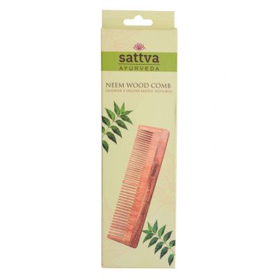 Grzebień z drzewa miodli indyjskiej - Neem 19cm Dual Sattva - 5903794180703.jpg