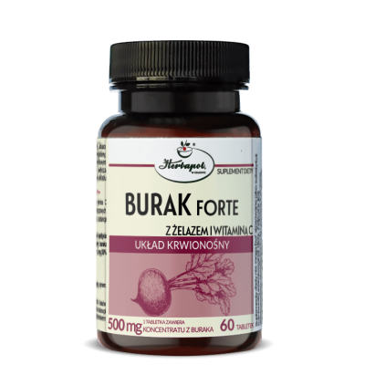 Burak Forte z żelazem i witaminą C 60 tabletek Herbapol Kraków - 5903850009498.jpg