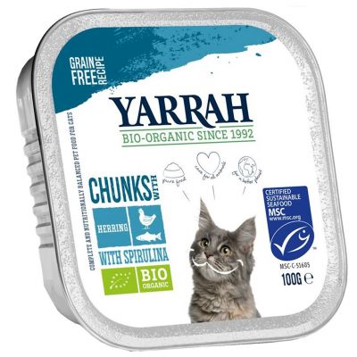 Dla Kota Kawałki Kurczaka i Ryby ze Spiruliną BIO 100g Yarrah - 8714265090127.jpg