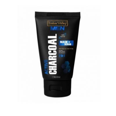 Maska i peeling do twarzy z aktywnym węglem dla mężczyzn 2w1 100ml Indus Valley - 8904061030261.jpg
